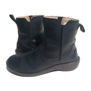Ugg Boots Neevah Sherpa Lined Black Leather Ankle Boots Womens Sz 9 Casual Comfy